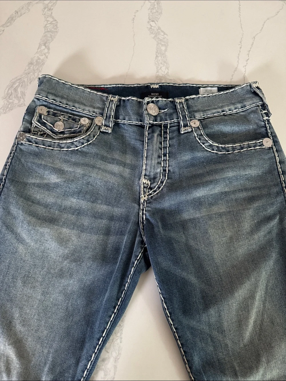 True Religion Men’s Medium Washed Blue Bootcut Jeans